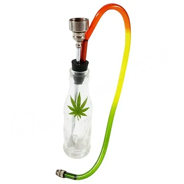 Skleněný bong s ganja listem z tvrdého skla 15 cm