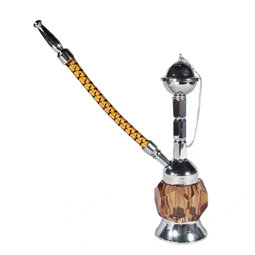 Levná vodní dýmka Orientál hnědá křišťálová 19 cm