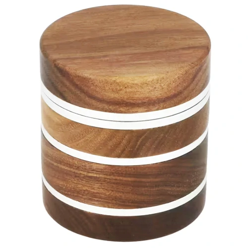 Drtič tabáku dřevěný čtyřdílný se sítkem a zásobníkem 62 mm