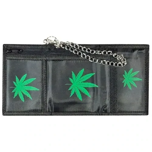 Peněženka Tráva zelená s řetízkem a karabinou