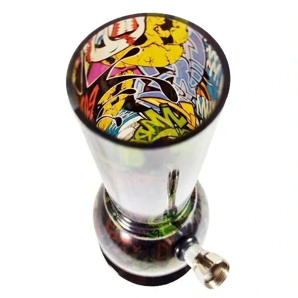 Akrylátový bong Graffiti s kovovým kotlíkem 20 cm