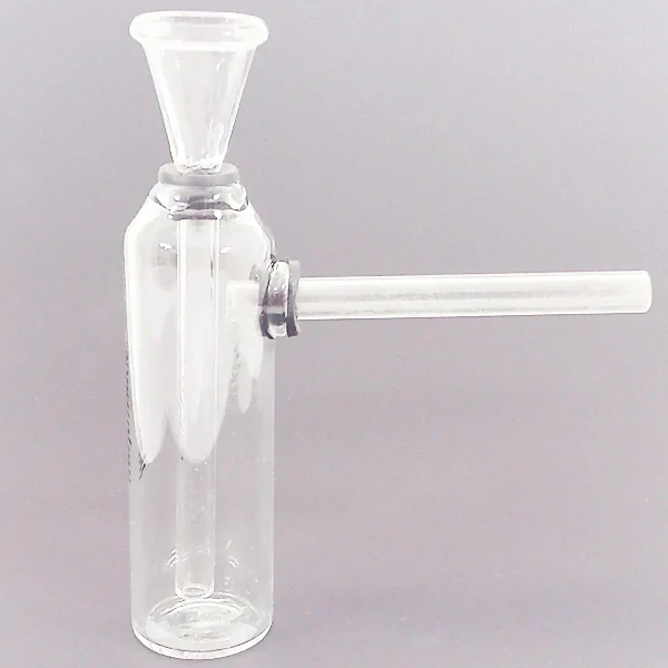 Skleněný bong transparentní s nápisem Hand Made 14 cm