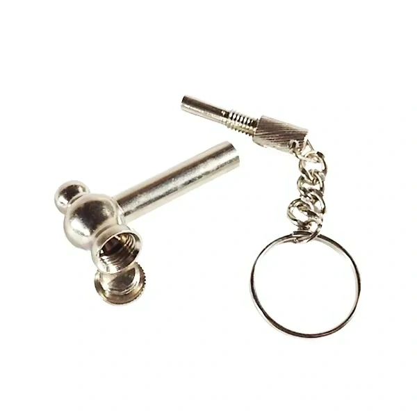 Kovová fajfka kapesní s řetízkem a zátkou 6 cm