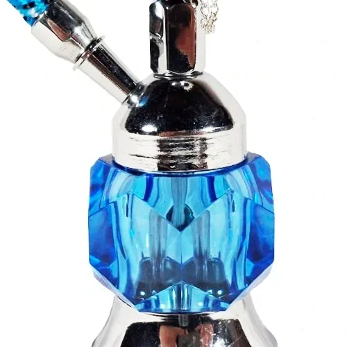 Levná vodní dýmka Orientál modrá křišťálová 19 cm