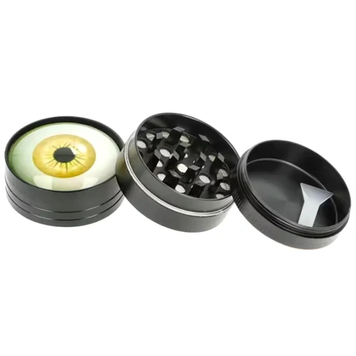 Drtič tabáku kovový Oko CNC se sítkem průměr 40 mm