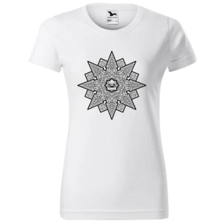 Tričko s mandalou Vesmír bílé z domácí výroby