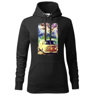 Hippie mikina dámská černá s kapucí Hippie Bus 69
