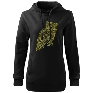 Hippie mikina dámská černá s kapucí se sovou