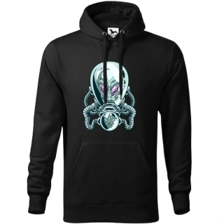 Mikina s trávou Ufo černá pánská s kapucí