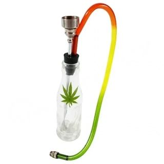 Skleněný bong s ganja listem z tvrdého skla 15 cm