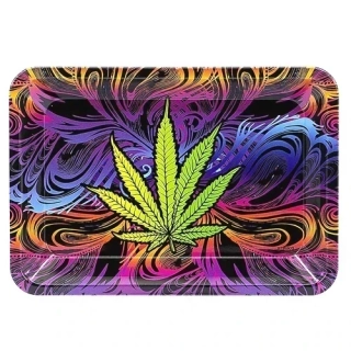 Balící tácek na marihuanu plechový Zkuřka 18x12,5 cm