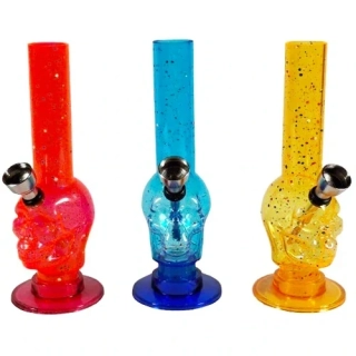 Akrylátový bong Cukrová lebka s kovovým kotlíkem 15 cm