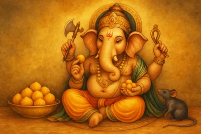 Symbolika Ganesha, mushika a madaku.