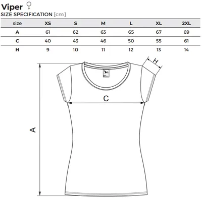 Rozměry trička dámského Adventure